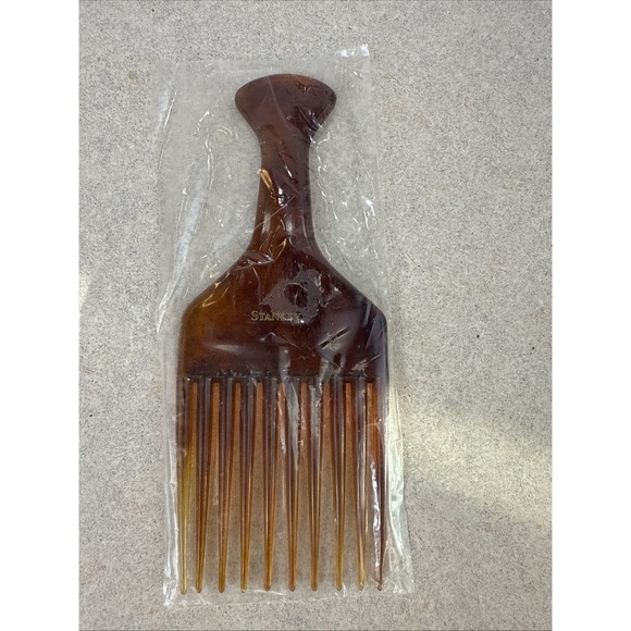 NEW Vintage Brown Stanley Hair Pick Made in the USA Retro - Picture 1 of 7